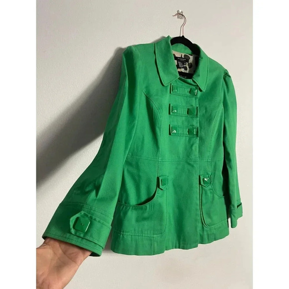 Sandro Sportswear Womens Double Breasted Long Sleeve Collared Blazer Green Sz M - Picture 6 of 8
